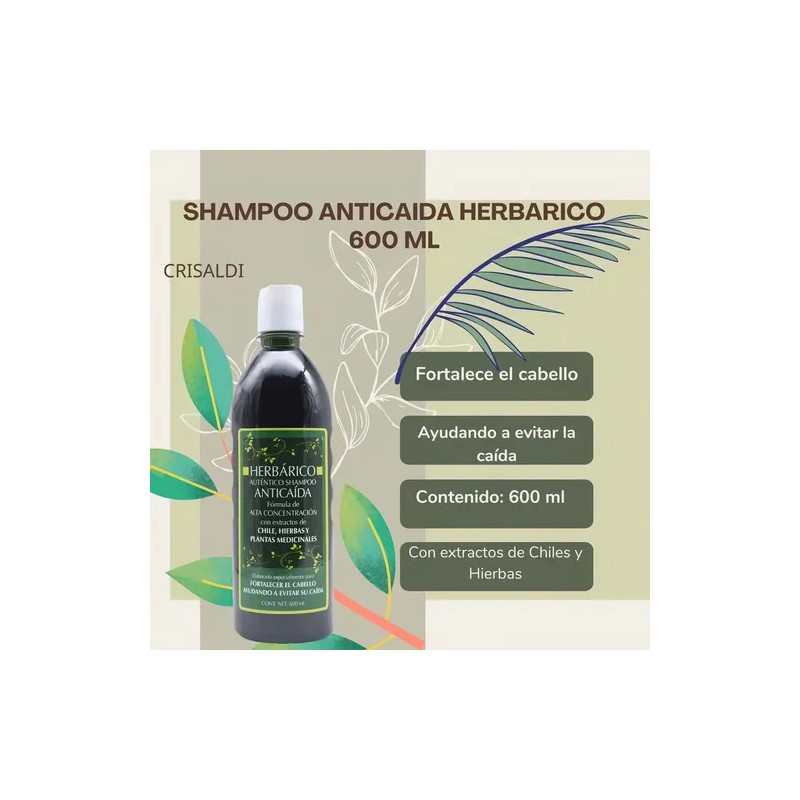 Shampoo Herbárico Anticaída De Chile , Romero, Sábila 600ml