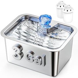 3 Gallon Large Dog Water Fountain, Stainless Steel Pet Water Fountain for Large Dogs, Automatic Big Dog Water Bowl Dispenser Drinking with 2 Filters, Easy to Clean, Quiet Pump