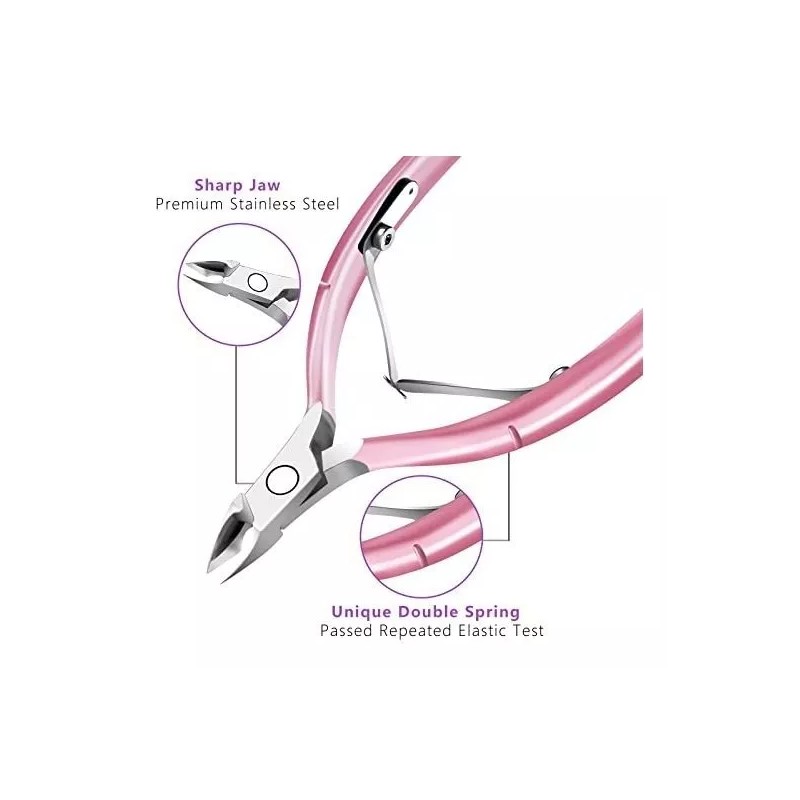 Decute Cortacutículas Profesional Acero Inoxidable, Rosa