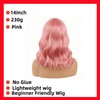 Pink Wig with Bangs 14 Inch Synthetic Wavy Bob Wig