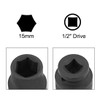 sourcing map 1/2-Inch Drive by 15mm Shallow Impact Socket, Cr-Mo
