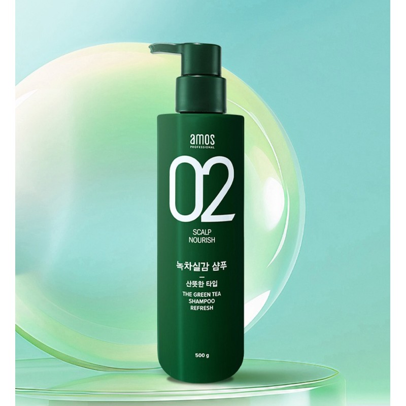 아모스프로페셔널 녹차실감 샴푸 지성 산뜻한 타입, 500g, 2개 Amos Professional