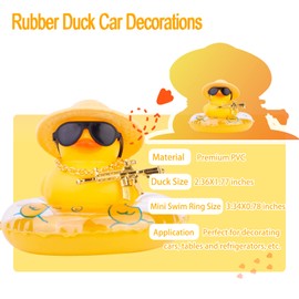 MuMyer Cowboy Duck Car Dashboard Decorations Rubber Duck Car Ornaments with Cool Accessories Mini Swim Ring Sun Hat Sunglasses Scarf or Necklace for Car Dashboard Decoration Accessories