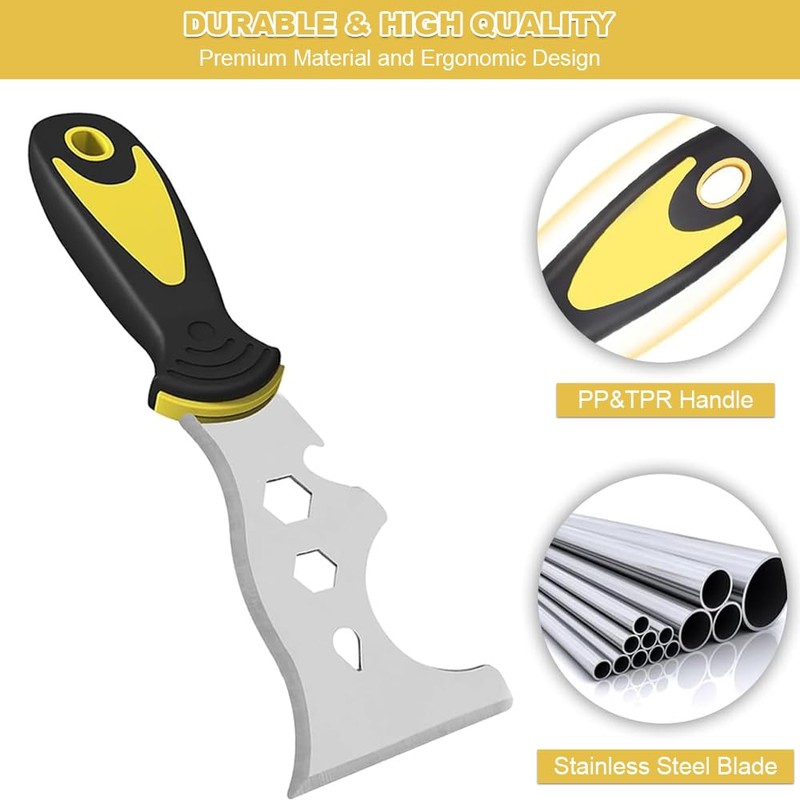 Wallpaper Scraper Tool with 1 Gloves, Stainless Steel 15-in-1 Paint