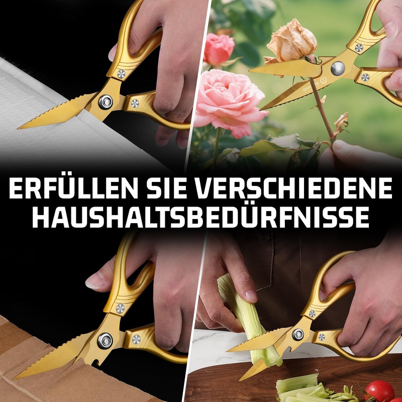 Kitchen Scissors Household Sharp Scissors Gold: Titanium Coating Household Scissors