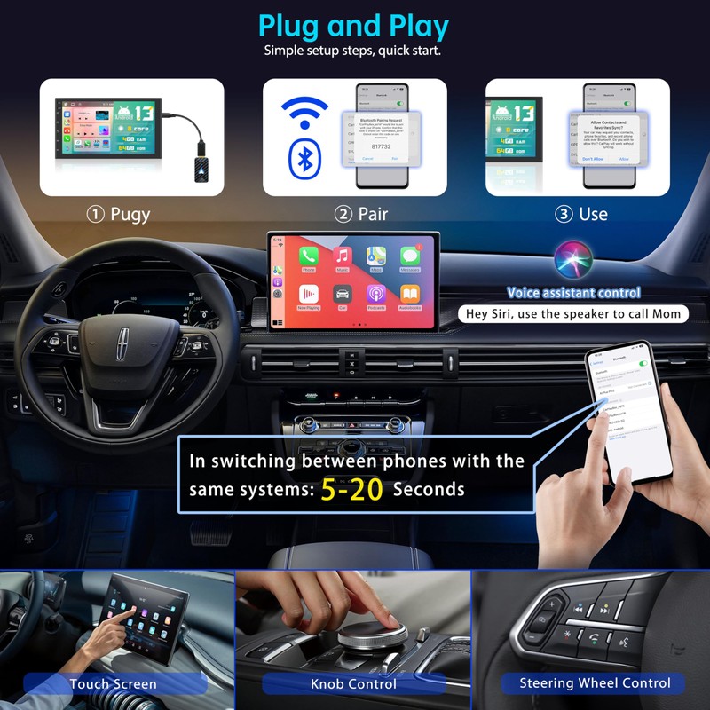 Android Car Wireless Adapter, Convert Wired Android Car to Wireless,