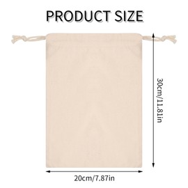 Daelesr 10 Pack Cotton Muslin Drawstring Bags, Linen Canvas Storage Bag 20 * 30cm Cotton Shopping Bags Plain for Clothes Bread Candy Cooking Gift Diy Reusable