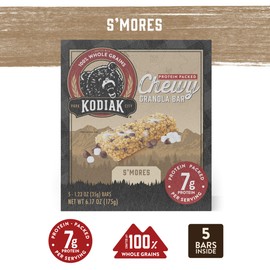 Kodiak Cakes Protein Chewy Granola Bar, S'mores, (Pack of 4 Boxes)