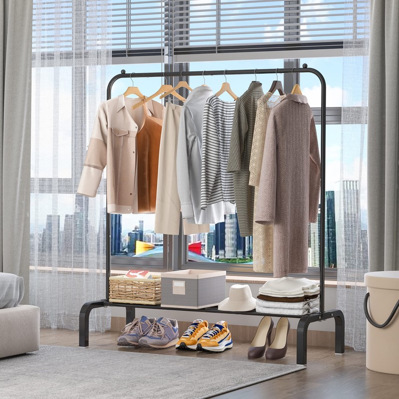OTROUWORHT Clothes Rack Metal Clothing Rack with Bottom Shelf Garment