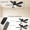 JSAITEE Ceiling Fans with Lights, 42 Inch Low Profile Ceiling