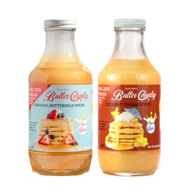 Butter Country Rich and Creamy Buttermilk Syrup 2 Pck | 2/16 fl oz Bottle Original Buttermilk + Coconut Cream