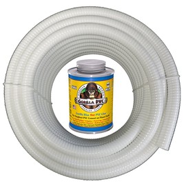 HYDROMAXX White Flexible PVC Pipe, Hose, Tubing for Pools, Spas and Water Gardens. Includes Free 4oz Can of Hot Blue PVC Gorilla Glue. (2" Dia. x 25 ft)