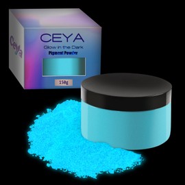 Ceya Fluorescent Blue Glow Powder, 5.3oz/150g Glow in The Dark Pigment Powder, Luminous Powder Resin Color Pigment, Fluorescent Pigment Dye for Epoxy Resin Slime Paint Nail Art Party DIY Crafts