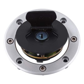 Gas Cap, 8 Holes Abrasion Resistant Aluminum Good Sealing Gas Fuel Tank Cover with 2 Keys for Hayabusa GSXR1300 Motorcycle Replacement