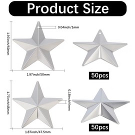 GORGECRAFT 100Pcs 2 Styles Silver Galvanized Metal Star Vintage Rustic Primitive Stars Three Dimensional Christmas Tree Patriotic Ornament for Hanging Wall Holiday Wreath Decor Crafts Project Handmade
