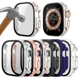 6 Pack Case for  Watch Series Ultra1/2 49mm with Tempered Glass Screen Protector, Hard PC Ultra-Thin HD Scratch-Proof Full Protection Bumper Cover for iWatch 49mm Accessories (6 Colors) - Color: 49mm