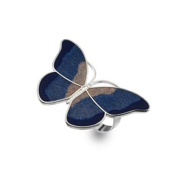 Scarf Ring - Enamel Large Butterfly - Blue