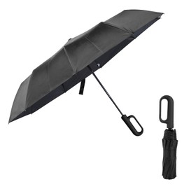 Ring Buckle Umbrella, Compact Folding Travel Umbrella for Rain and Sun, Automatic Opening and Closing, 10 Ribs, Portable Umbrella for Men and Women, black