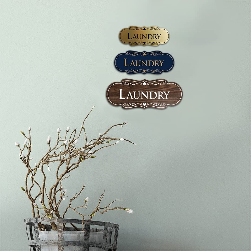 Designer Laundry Sign (Black Gold) - Large 3.5 x 9"