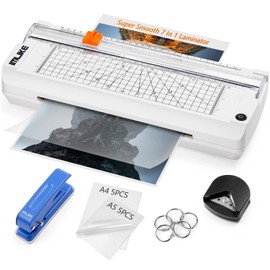 IMLIKE A4 Laminator Machine With Paper Trimmer: 6 in 1 Hot Laminator, 10 Sheets, Corner Rounder, 5 Book Binder Rings, Single Hole Punch - 9 Inches White for Home/Office/School