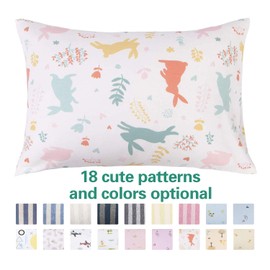 NTBAY 2 Pack 100% Natural Jersey Cotton Toddler Pillowcases, Super Soft and Breathable Thick Fabric Travel Pillow Cases with Envelope Closure for Nursery, 13x18 Inches, Rabbits