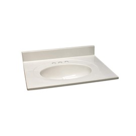 Design House 586313 Cultured Marble 25-inch Vanity Top with Integrated Oval Bowl, Reinforced Packaging, White on White