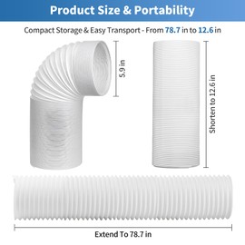 Yipoch 5.9 Inch Portable Air Conditioner Hose Length up to 59", Anti-Clockwise Thread Portable Ac Hose Compatible with Haier, LG, Delonghi and More