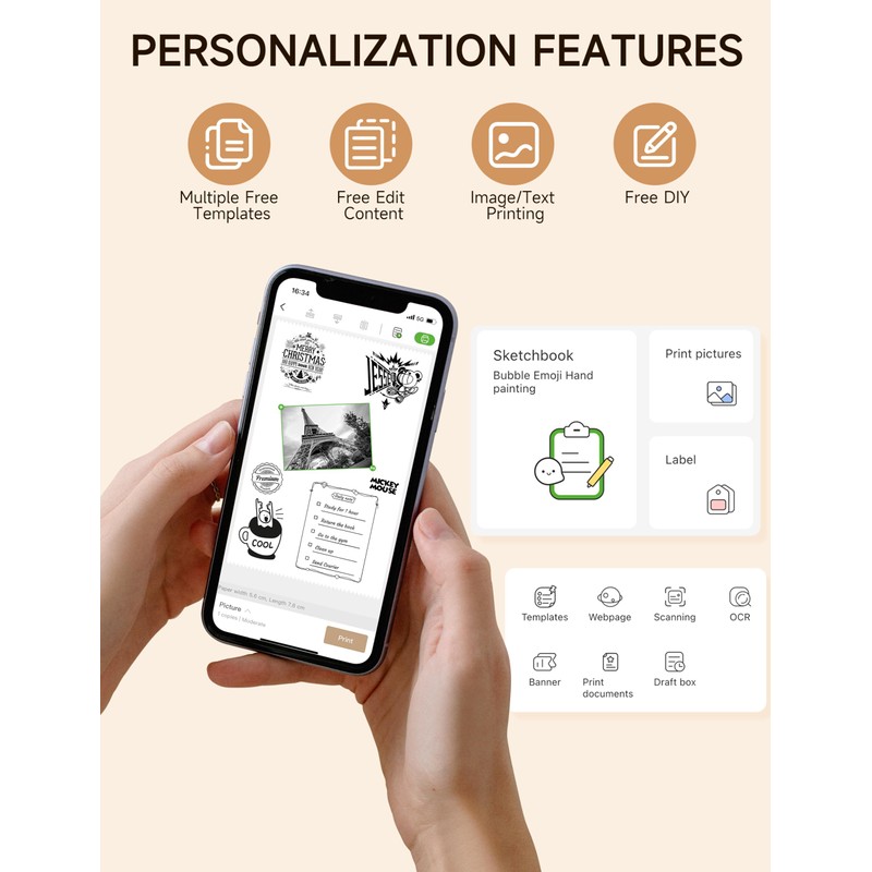 iDPRT Portable Sticker Maker Machine with 1 Roll Sticker Paper,