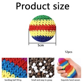 WADY 12Pcs Multifunctional Hacky Balls Set,Colorful Crochet Knitted Juggling Sacks with Geometric Patterns, Perfect for Indoor & Outdoor Footbag Activities
