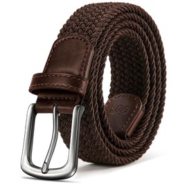 KEMISANT Men Belt-Stretch Woven Braided Belt For Gift Men Golf Casual Jeans Dresses with Nylon Canvas 1 3/8" (Deep Brown,32"-36" Waist Adjustable)
