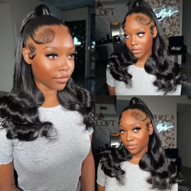 Gurxen 360 Lace Front Wigs Human Hair Wigs for Women Body Wave Hidden Strap 360 Full Lace Frontal Wigs Human Hair Pre Plucked with Baby Hair Natural Hairline 20inch