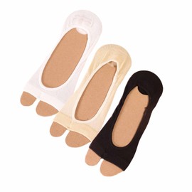 LERTREE 3 Pairs Women's Peep Toe Non-Slip Socks, Cotton Liner Open Toe Socks Toeless Yoga Casual Sock (CA/US, Alpha, Medium, Large, Regular, Regular, Black+White+Beige)