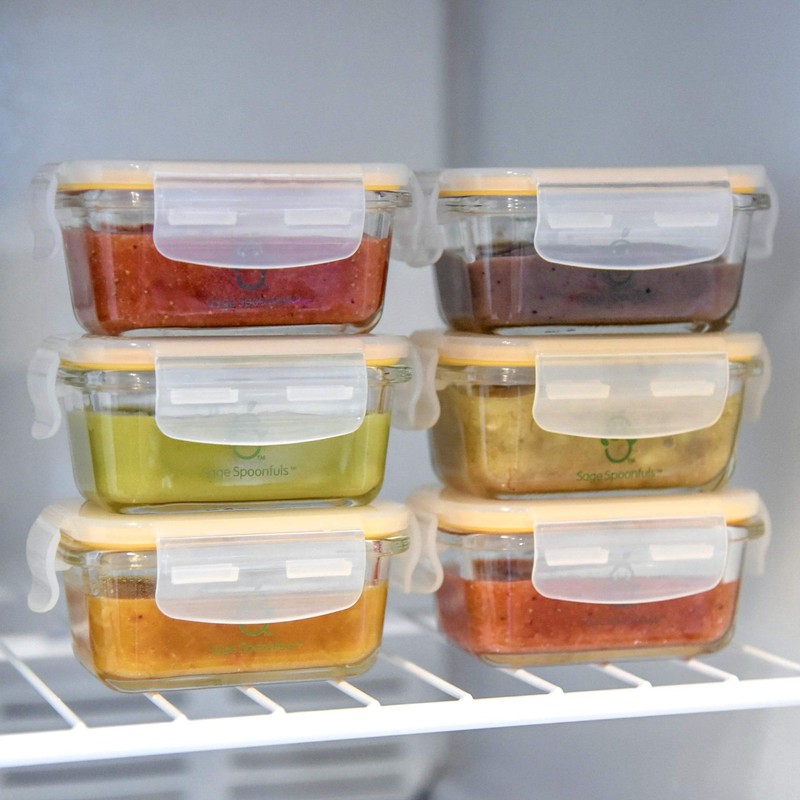 Sage Spoonfuls Borosilicate Glass Baby Food Containers with Lids -