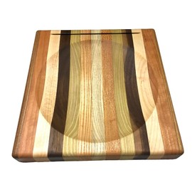 Generic Quality Custom USA Wood Ulu Mezzaluna Knife Cutting Chopping Bowl Board 9.5"" x 10"" Large Size 8"" Bowl Top Slot for Knife, akconnect1