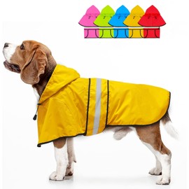 Dolitego Dog Raincoat - Reflective Dog Rain Coat, Waterproof Dog Jacket, Adjustable Dog Rain Jacket with Hoodie, Lightweight Dog Poncho Slicker for Small Medium Large Dogs (Yellow, Small)