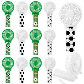 Glooglitter 12 Pcs Soccer Mini Portable Fans Foldable Soccer Personal Handheld Fans Bulk with Lanyard Small Favor for Team Gift Outdoor Sport Game Cooling Favors, Battery Not Include