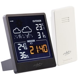 infactory Wireless Weather Station: Weather Station with Outdoor Sensor, VA Colour Display, Weather Forecast, Black (Wireless Weather Station with Outdoor Sensor, Weather Stations Colour Displays,