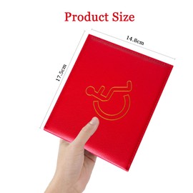 Kisuomaoyi PU Leather Disabled Badge Holder, Blue Badge Display Holder for Car Windscreen, Disabled Parking Permit Cover Hologram-Safe (Red)