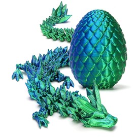 Zobetro Dragón Impreso en 3D con Huevo Sorpresa, Dragón de Cristal Articulado en Huevo, Juguetes de Escritorio Fidget de Dragón Ejecutivo, Regalos de Huevo Decorativo para Niños Varones Decoración del