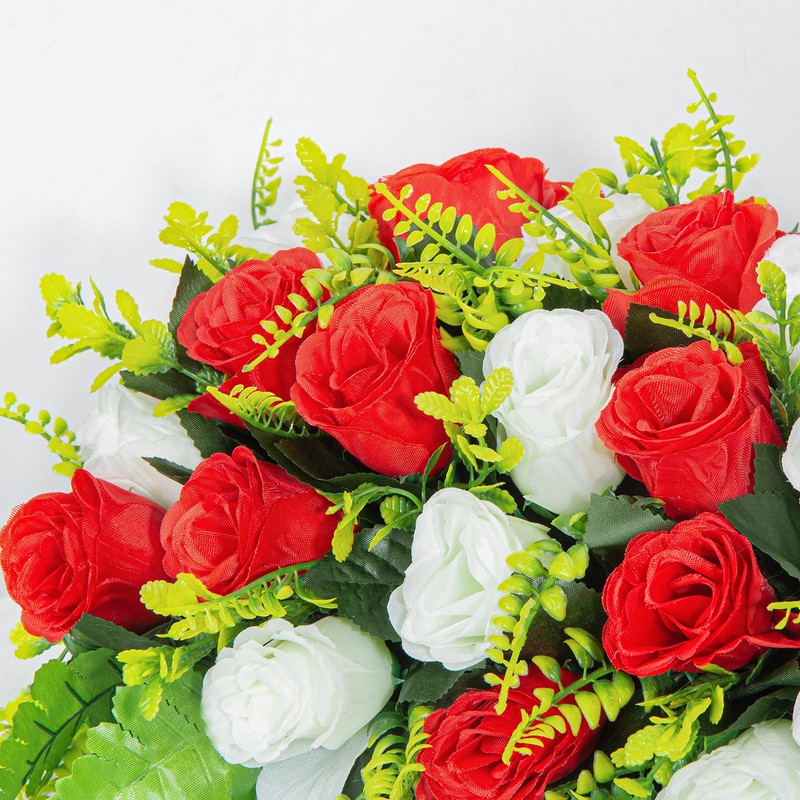 LaLamona Artificial Headstone Flower Saddle, Cemetery Flowers for Grave, Cemetery