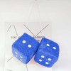 Eluckya Pair of 2.75" Blue Fuzzy Dice,Retro Square Mirror Hanging