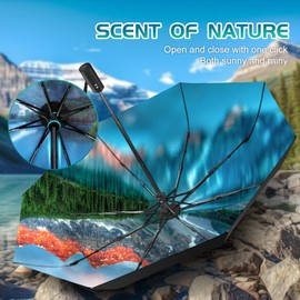 ZUOYOUZ Compact Travel Umbrella,Automatic,Lightweight,Windproof Strong,Folding Umbrella with Pattern for Rain&Sun-Men&Women