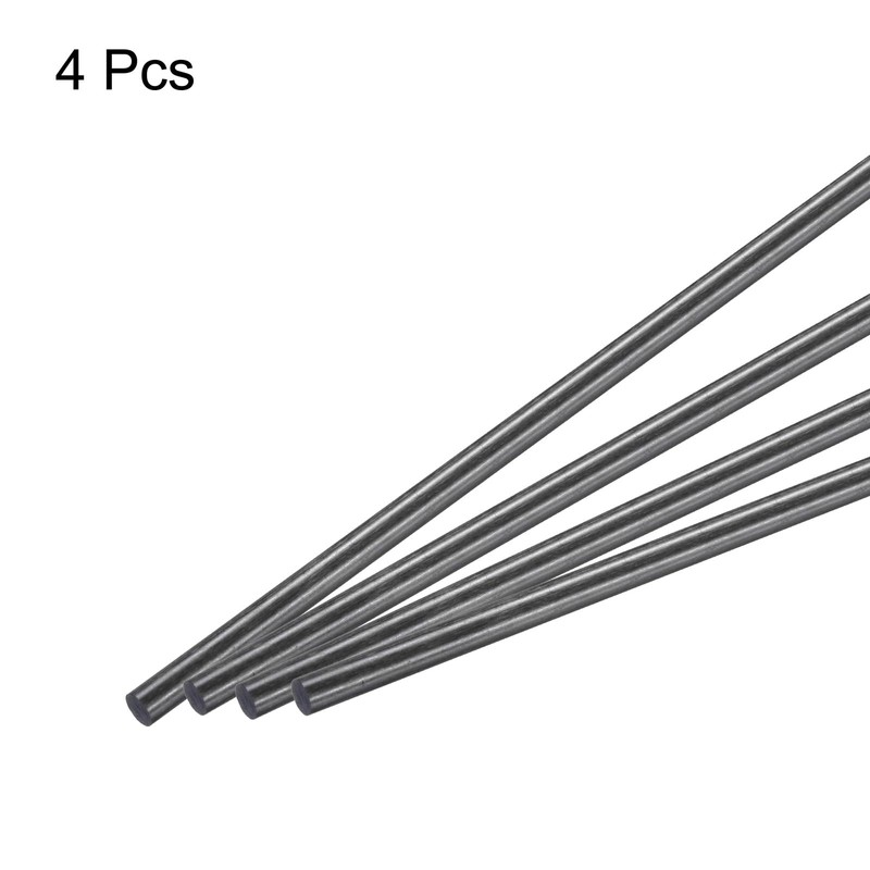 sourcing map 4 Pack Carbon Fiber Rod, 5mm x 150mm