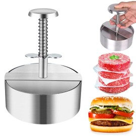 SHUOGUO Burger Press Patty Maker 4.5" Stainless Steel Adjustable Sausage Patty Press Burger Shaper Patty Making Mold for Vegetable and Meat