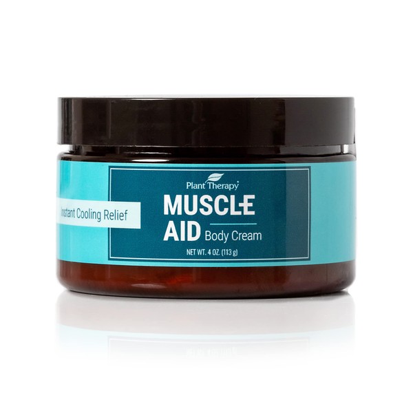 Plant Therapy Muscle Aid Body Cream 4 oz Soothes Muscles, Refreshing & Minty, Clean Ingredients