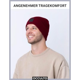 Occulto Leatherpatch Winter Beanie Hat, lavender