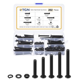 DTGN 202Pcs M5-0.8x30/35/40/45/50mm Button Head Socket Cap Screws - Carbon Steel Bolt Nut Set Washer Assortment Kit - Good for Road Bicycle, Mountain Bike, Auto