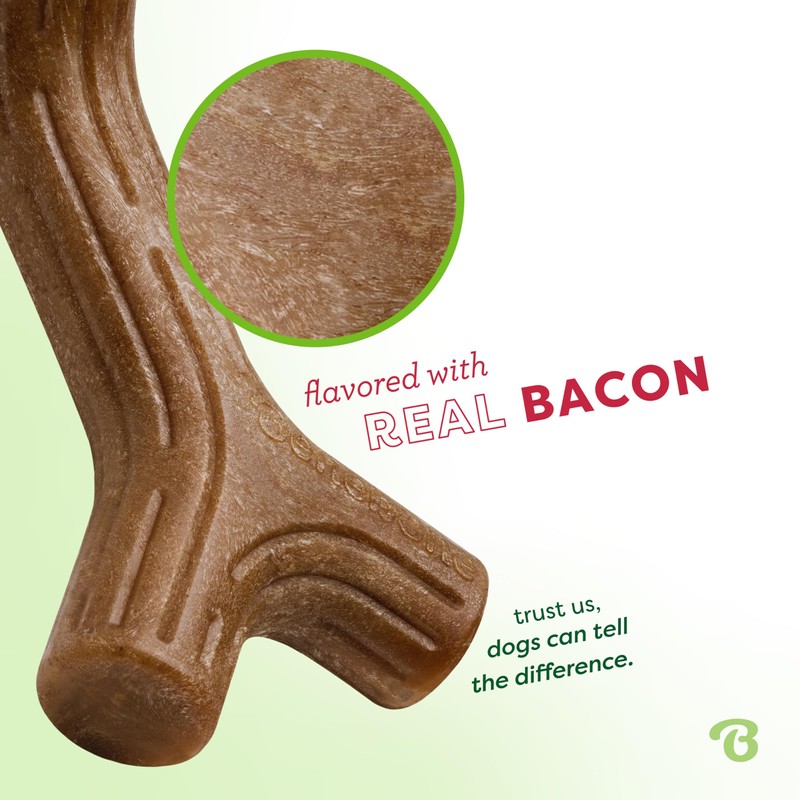 Benebone Bacon Stick Durable Dog Chew Toy for Aggressive Chewers,
