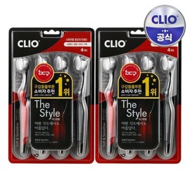Clio The Style Ultra-fine Bristle Toothbrush 4-Pack x 2 Packs: Removes tartar and bad breath / 크리오 더스타일 초극세모 칫솔 4입 x 2개 치석 입냄새 제거