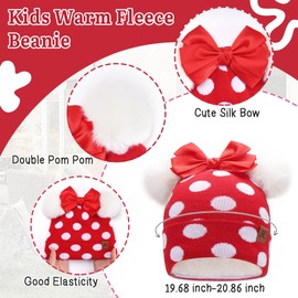 ZASFOU Toddler Baby Winter Beanie Hat Scarf Gloves Set Kids Warm Cotton Knit Beanies Hats Neck Warmer Mittens 0 1 2 3 4 Year Old Girls Gifts Red